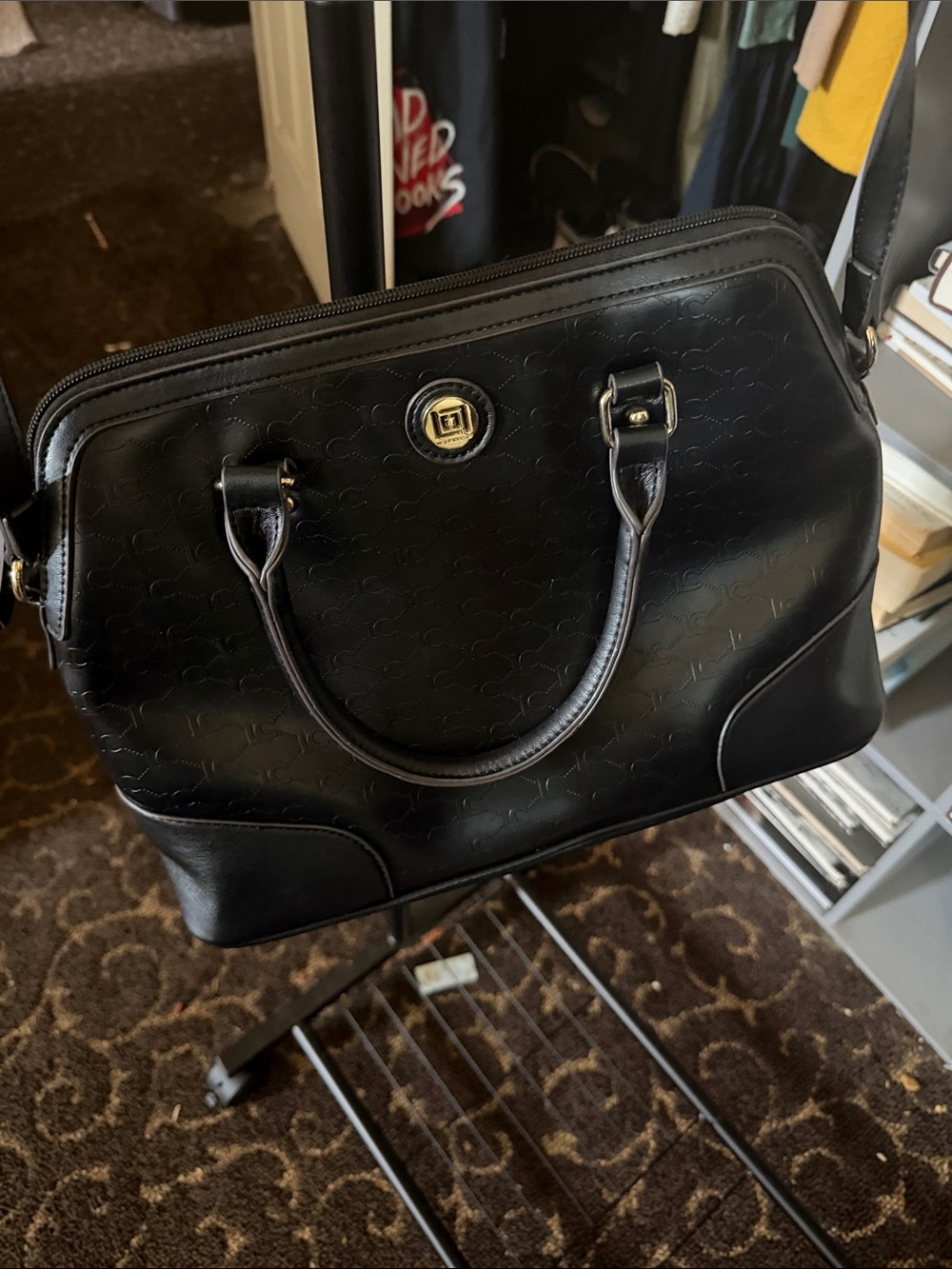 Liz Claiborne Black Embossed Leather Satchel